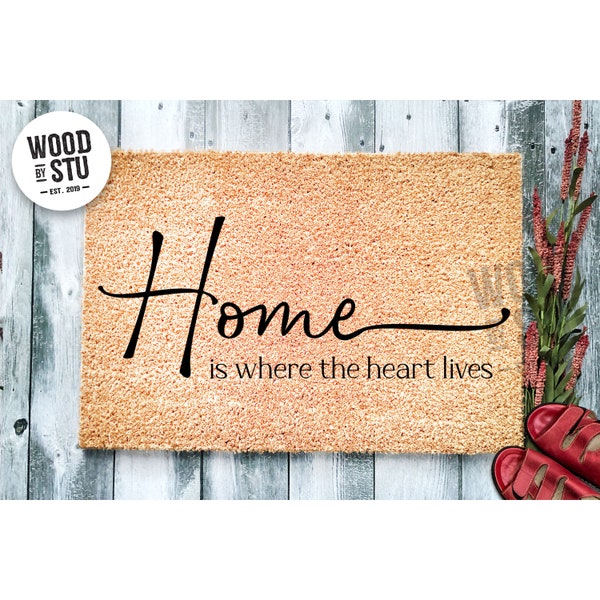Doormat Home Is Where The Heart Is Mat | Coir Mat Doormats Home Gift Closing Gift Personalized Gift Farmhouse Gift Front Door Doormat 4263**