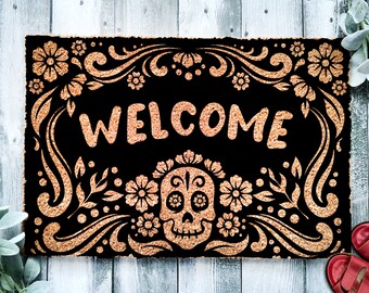 Sugar Skull Welcome Doormat | Sugar Skulls | Day of the Dead | Welcome Doormat | Día de Muertos Door Mat | Home Doormat | Housewarming