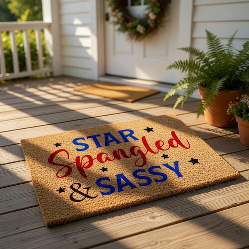 Patriotic Doormat, Funny Doormats, Star Spangled And Sassy Welcome Mat, 4th Of July Decor, Independence Day Entryway, Patriotic Gift