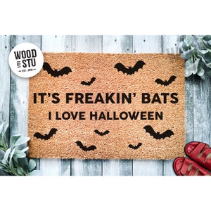 Doormat Its Freakin' Bats I Love Halloween l Funny Meme Doormat | Welcome Mat | Halloween Decor | Home Doormat Halloween Welcome Mat 1497**