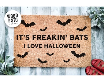 Doormat Its Freakin' Bats I Love Halloween l Funny Meme Doormat | Welcome Mat | Halloween Decor | Home Doormat Halloween Welcome Mat 1497**