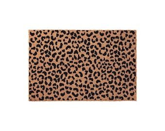 Leopard Print Welcome Doormat, Cheetah Pattern Front Porch Mat, Safari Animal