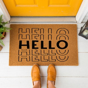 Felpudo de bienvenida "Hola", regalo de inauguración para el porche, alfombra de fibra de coco para exteriores imagen 8