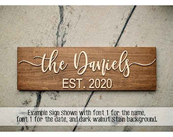 Family Name Sign, Custom Wood Plank (Personalized Text, Multiple Sizes)