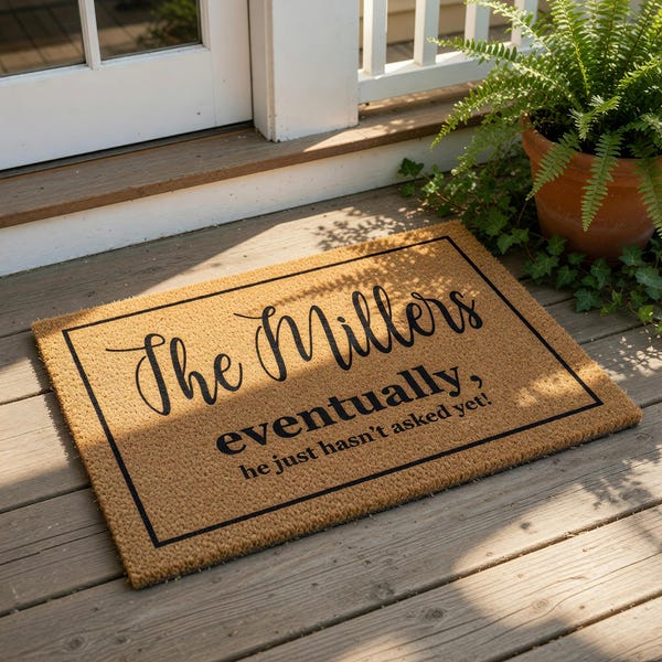 Personalized Engagement Doormat, Funny Doormats, Wedding Gift, Custom Welcome Mat, Housewarming Gift, New Home Decor, Door Mat