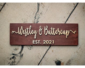 Couple Names and EST Sign | Custom Wood Sign | Established Sign | Personalized Wedding Gift | Wedding Sign | 3D Sign | First Name Sign
