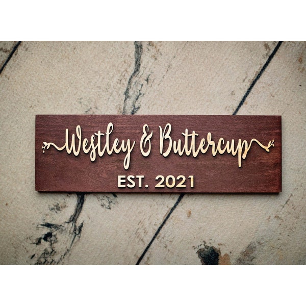 Couple Names and EST Sign | Custom Wood Sign | Established Sign | Personalized Wedding Gift | Wedding Sign | 3D Sign | First Name Sign