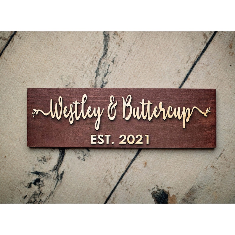 Couple Names and EST Sign Custom Wood Sign Established Sign Personalized Wedding Gift Wedding Sign 3D Sign First Name Sign image 1