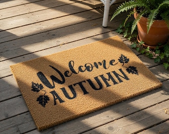 Alfombra de bienvenida de otoño, felpudo de fibra de coco para la festividad de Acción de Gracias y otoño, puerta principal de temporada