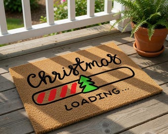 Christmas Loading Doormat, Funny Holiday Welcome Mat, Christmas Gift, Festive Front Door Mat, Seasonal Porch Decor, Winter Rug