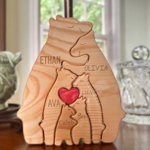 Personalized Bear Family Decor, Custom Names (Wooden Freestanding Set 7801)