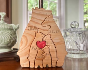 Personalized Bear Family Decor, Custom Names (Wooden Freestanding Set 7801)