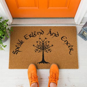 Speak Friend And Enter Welcome Mat, Coir Doormat for Housewarming, Fantasy Movie Fan Gift image 10