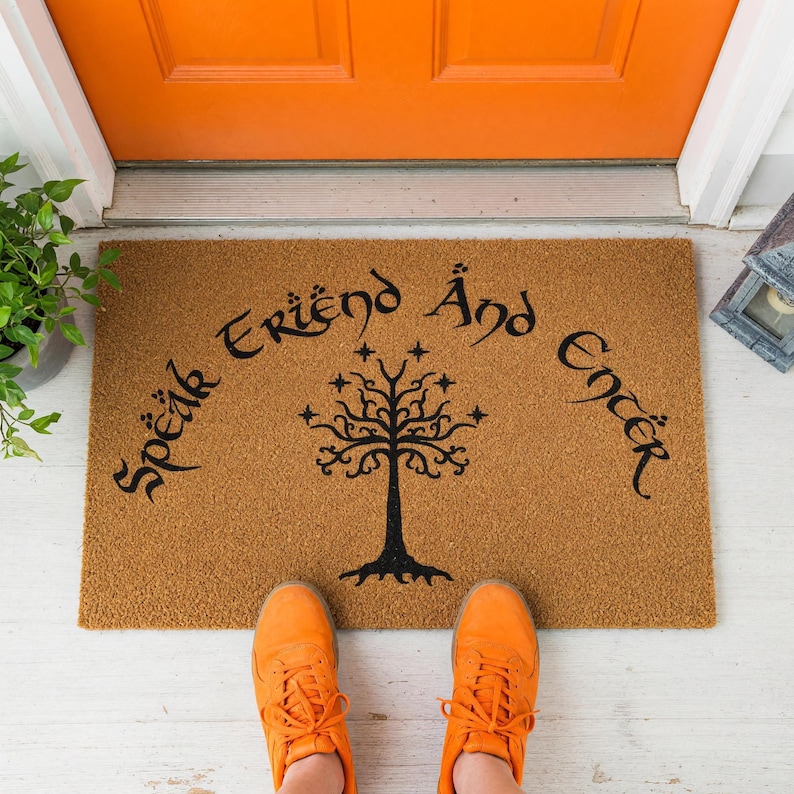 Speak Friend And Enter Welcome Mat, Coir Doormat for Housewarming, Fantasy Movie Fan Gift image 10