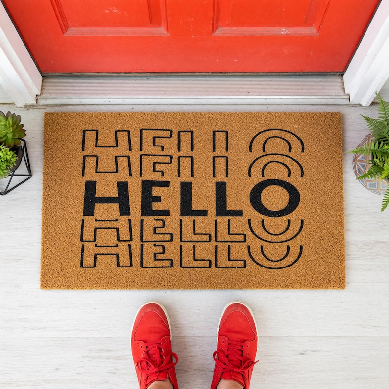 Hello Welcome Mat Entry Rug Outdoor Mat Gift 1826