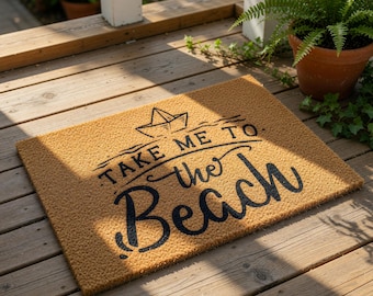 Beach Themed Doormat, Coastal Welcome Mat, Housewarming Gift, Summer Door Mat, Beach House Funny Coir Rug, New Home Gift