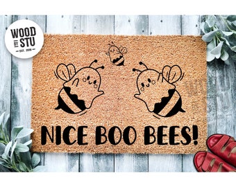 Doormat Nice Boo Bees  | Funny Doormat | Welcome Mat | Halloween Decor | Funny Door Mat | Home Doormat | Halloween Welcome Mat 1995**