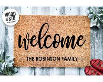 Custom Doormat Welcome Family Name Personalized Doormat Housewarming Gift Wedding Gift |  Personalized Gift Closing Gift Front Door Mat 1612