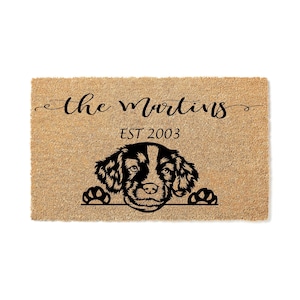 Custom Doormat English Springer Spaniel - Personalized Doormat - Welcome Mat - Housewarming Gift - Last Name Door Mat - Closing Gift 1209