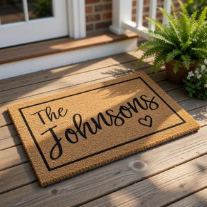 Personalized Last Name Doormat, Custom Family Name Welcome Mat, Housewarming Gift, Wedding Present, New Home Decor, Coir Door Mat
