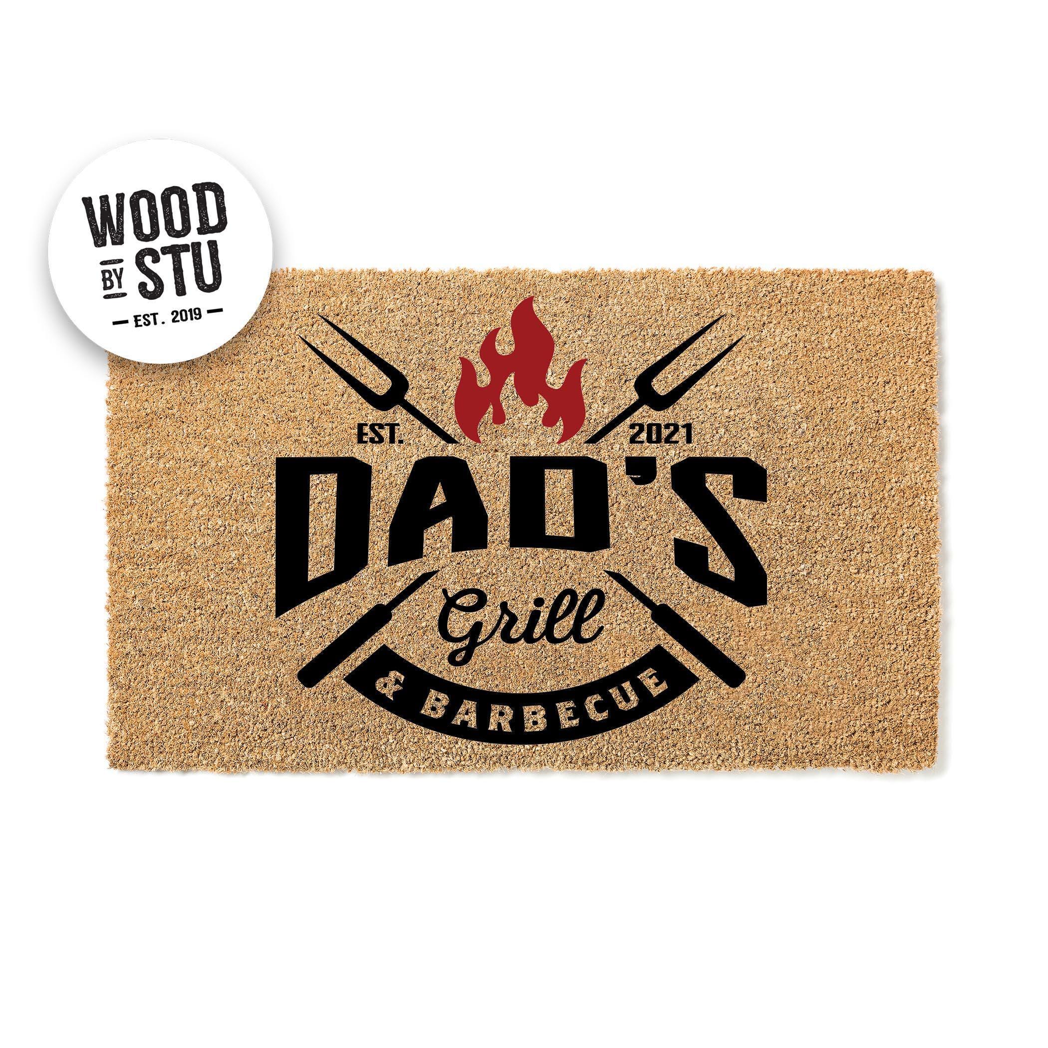 Custom Doormat Dad's Grill And Barbecue Personalized Gift Father's Day Welcome Mat BBQ Dad Grandpa Mat Fathers Day Gift Father's Day 1452