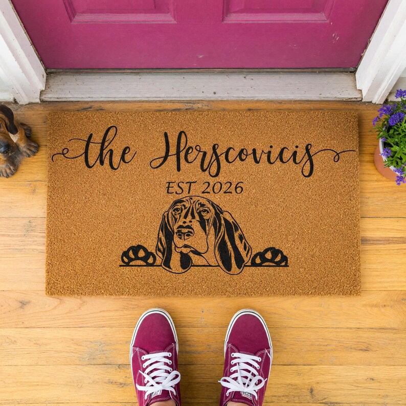 Personalized Doormat Family Name Est Welcome Dog Paw Print Mat 1163