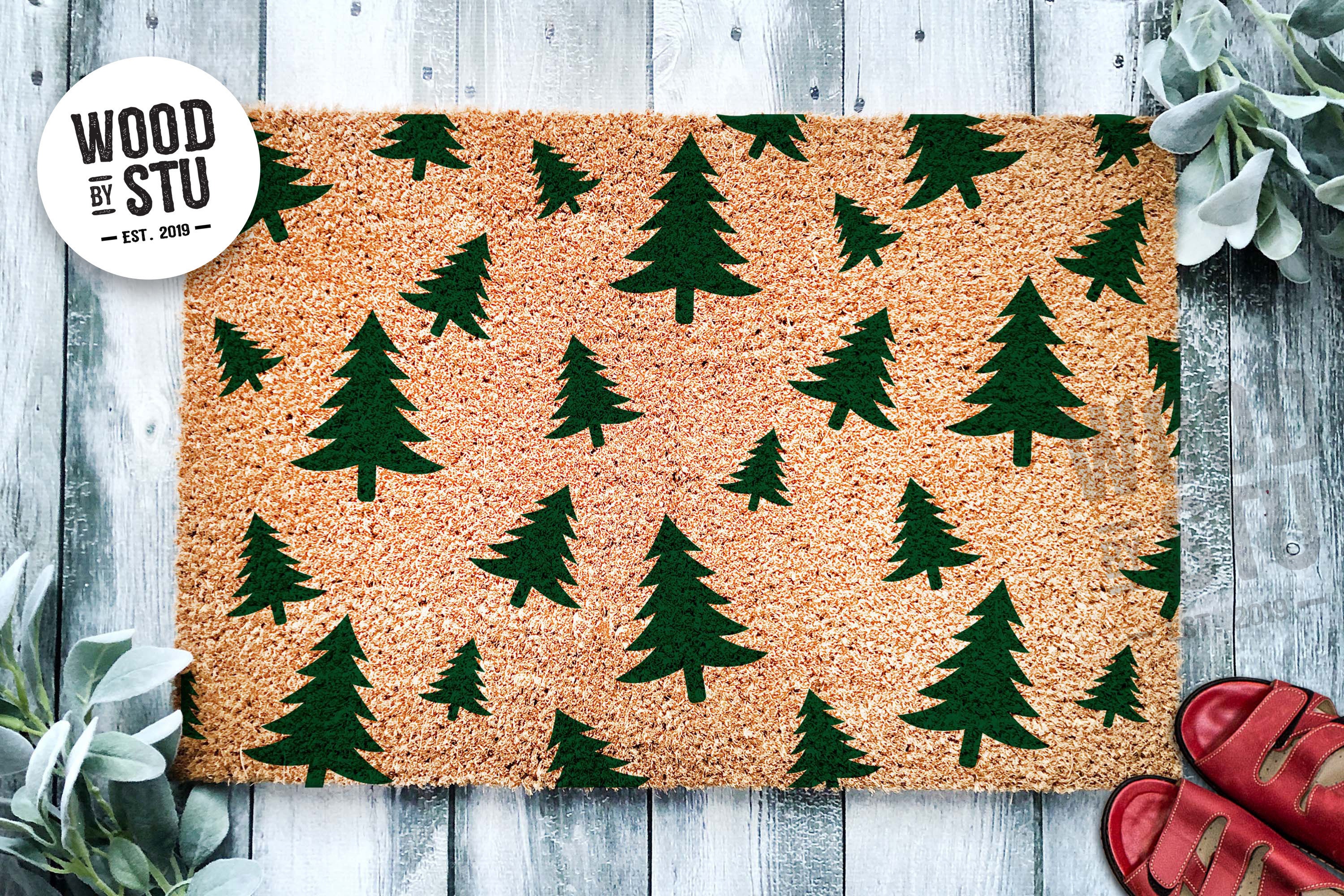 Geometric Trees Winter Doormat