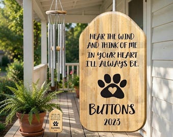 Memorial Wind Chime for Pet Remembrance, Sympathy Gift Loss of Dog, Personalized Name Keepsake