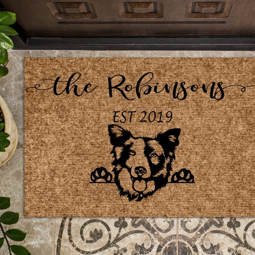 Border Collie Dog Personalized Doormat Custom Doormat Etsy