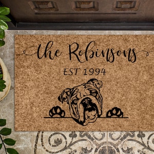 English Bulldog Personalized Doormat Bull Dog Custom Doormat