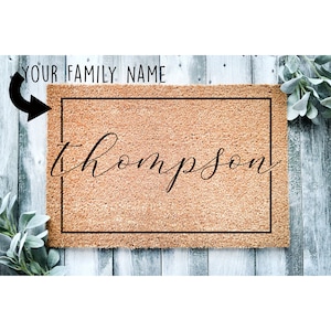 Wedding Gift for Couple Personalized Gift Engagement Gift Elegant Family Name Last Name Welcome Mat Doormat Housewarming Gift Door Mat 1011
