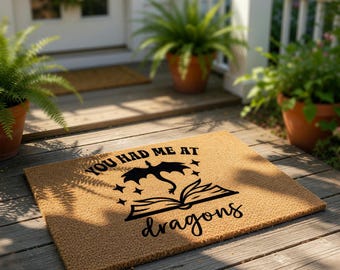 Dragon Doormat, You Had Me At Dragons Welcome Mat, Funny Housewarming Gift, Dnd Doormat, Bookish Decor, New Home Gift, Coir Rug