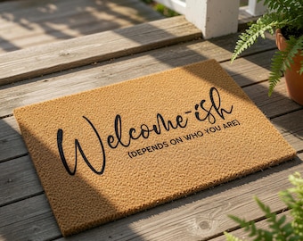 Funny Welcome Mat, Welcome-Ish Doormat, Sarcastic Door Mat, Housewarming Gift, New Home Gift, Funny House Entryway Decor Rug