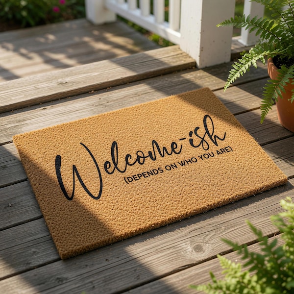 Funny Welcome Mat, Welcome-Ish Doormat, Sarcastic Door Mat, Housewarming Gift, New Home Gift, Funny House Entryway Decor Rug
