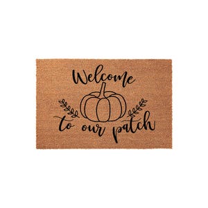 Welcome To Our Patch - Autumn Pumpkin Doormat, Fall Front Porch