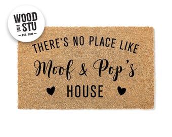 There&#39;s No Place Like Grandma and Grandpa&#39;s House | Grandparents Day Gift | Nana Papa Door Mat | Custom Doormat | Nanny | Mothers Day 1449