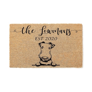 Custom Doormat Airedale Terrier Dog Door Mat – Personalized Gift – Cute Welcome Mat – Housewarming Gift – Last Name Mat – Closing Gift 1184
