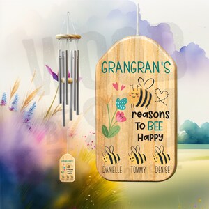 Personalized Wind Chimes Gift Grandma Gift Chime Mother's Day Gift Custom Wind Chime Grandparent's Day Gift Gift for Grandma image 7