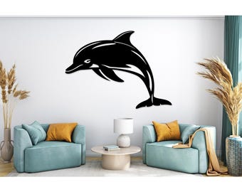 Dolphin Wood Sign, Ocean Animal Wall for Birthday, Nautical Home Gift Marine Life Lover