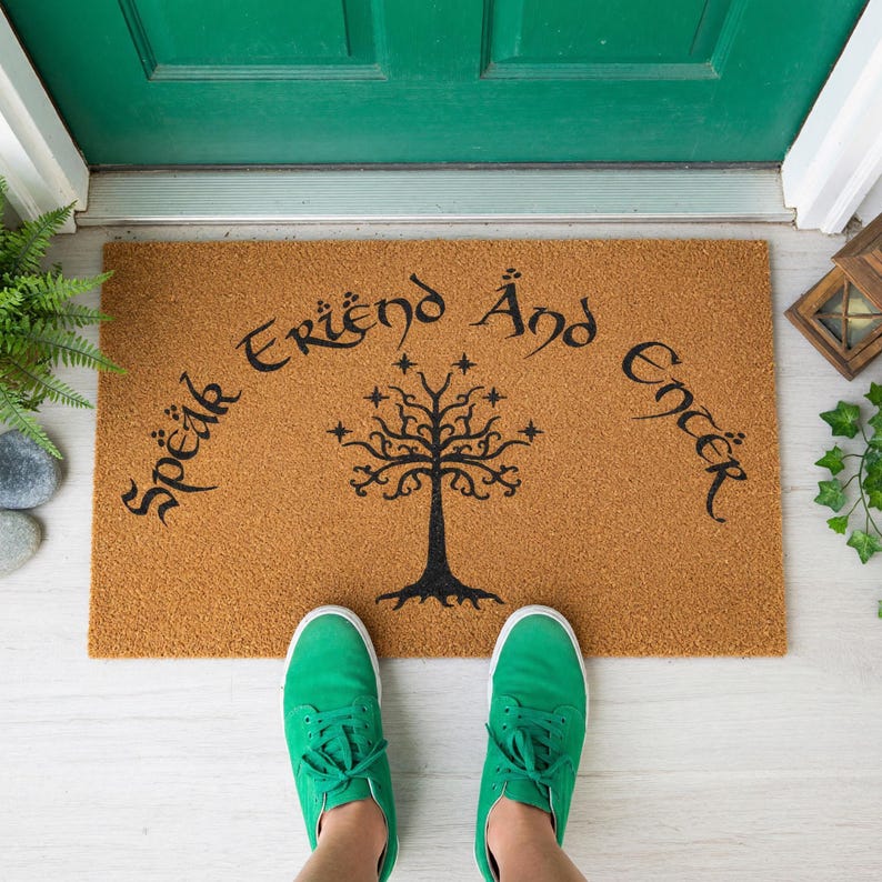 Speak Friend And Enter Doormat Tree Emblem Fantasy Mat 1425