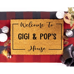 Custom Doormat Gift for Gigi Pop | Grandparent Gift | Grandparents Doormat | Nana Papa Welcome Mat Personalized Gift For Gigi Mimi Pops 1841