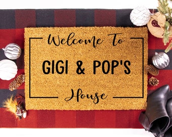 Custom Doormat Gift for Gigi Pop | Grandparent Gift | Grandparents Doormat | Nana Papa Welcome Mat Personalized Gift For Gigi Mimi Pops 1841