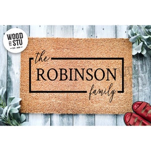 Custom Doormat Family Name Door Mat | Wedding Gift | Personalized Mat | Closing Gift | Welcome Doormat Front Door Mat Monogram Rug 1868