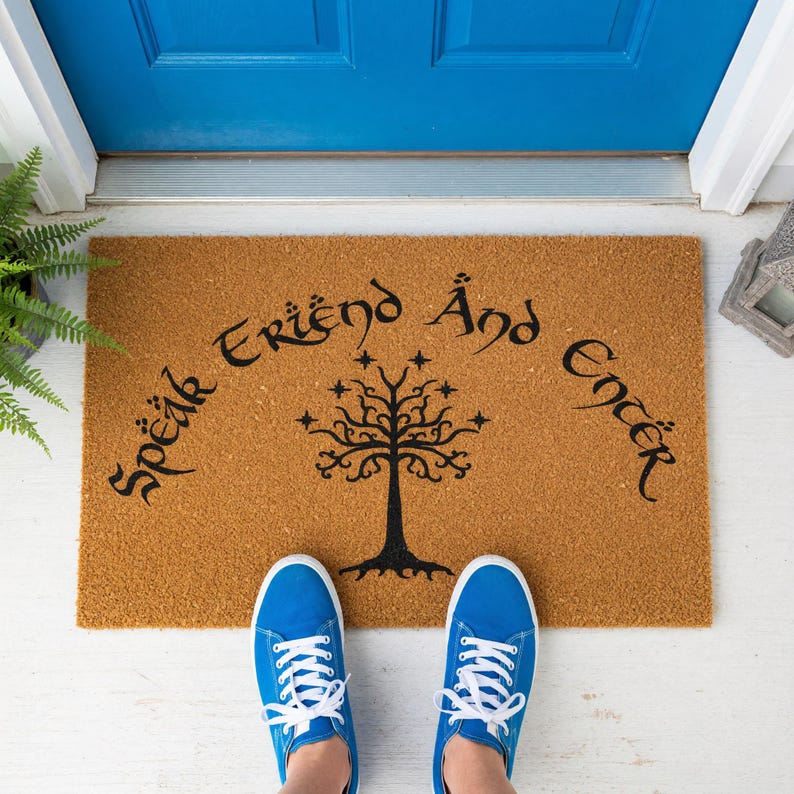 Speak Friend And Enter Doormat Tree Emblem Fantasy Mat 1425