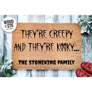 Custom Doormat They're Creepy and Their Kooky | Personalized Doormat | Funny Welcome Mat | Halloween Decor Fall Halloween Mat Coir Mat 1987