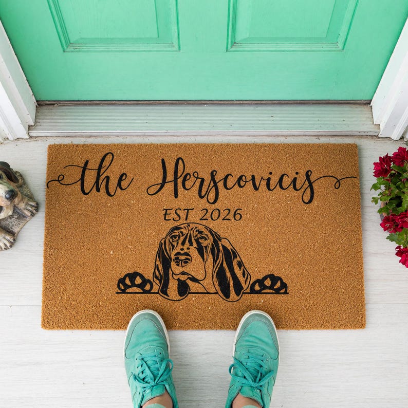 Personalized Doormat Family Name Est Welcome Dog Paw Print Mat 1163