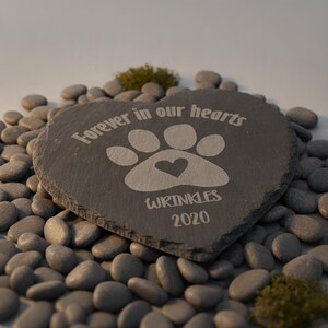 Pet Memorial Stone, Pet Loss Gift, Heart Slate Plaque, Custom Dog Memorial, Cat Sympathy Gift, Engraved Grave Marker, Remembrance image 5