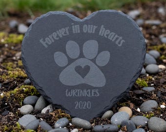 Pet Memorial Stone, Pet Loss Gift, Custom Memorial, Dog Cat Heart Slate Plaque, Sympathy Gift, Keepsake