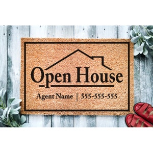 Custom Doormat Open House Realtor Door Mat Open House Doormat Business Doormat House Selling Listing Front Door Real Estate Agent Gift 1494