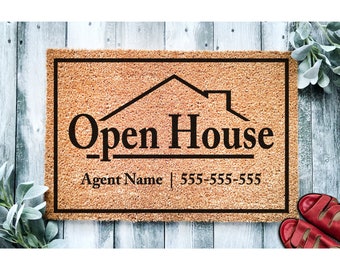 Custom Doormat Open House Realtor Door Mat Open House Doormat Business Doormat House Selling Listing Front Door Real Estate Agent Gift 1494